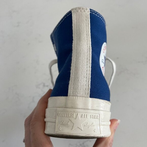 Converse All Star PLAY Comme des Garcons Hi Top Lace Up Sneakers Blue Sz 7W/5M - Picture 11 of 14